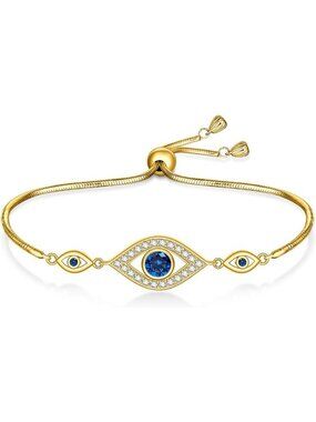 Sterling Silver Evil Eye Bracelet for Women | Blue Protection Jewelry Gift